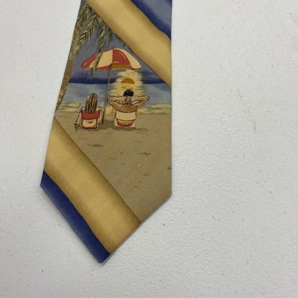 Vintage Tommy Bahama Silk Tie Beach Sunset Tropical USA Made 4" Wide Hangtag